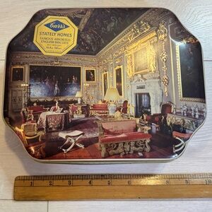 Vintage Metal biscuit tin - Carr's 'Stately Homes' series English manor interior